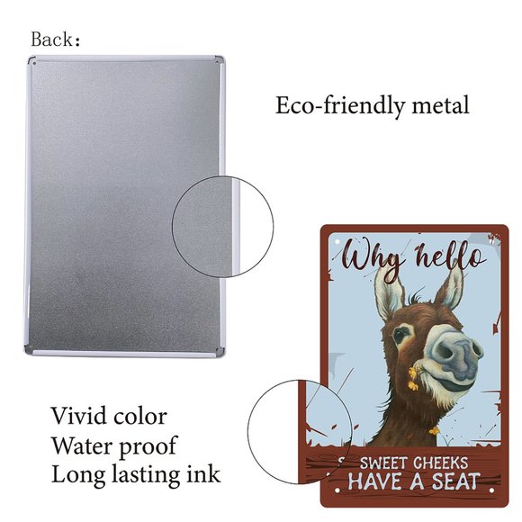 New Donkey / Mule Bathroom Metal / Tin Sign for Wall 12 x 8 inches - Picture 4 of 6
